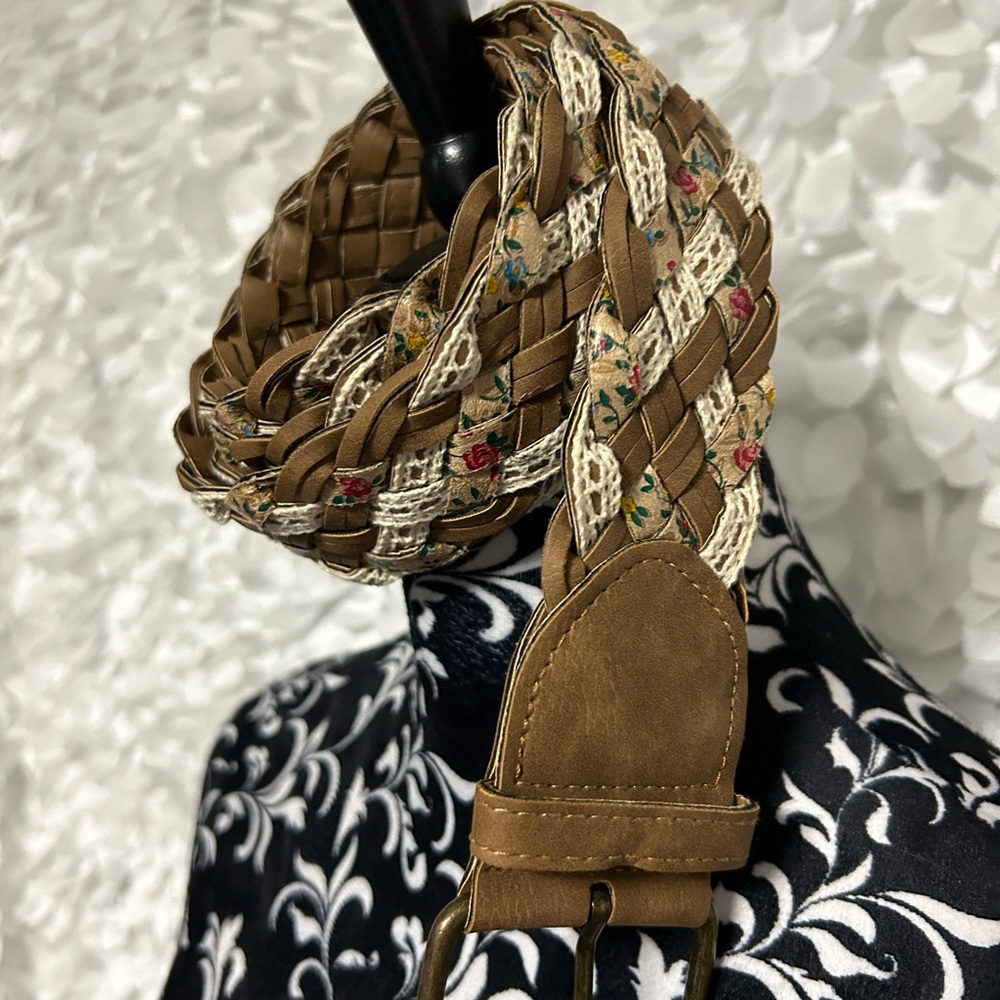 Braided Cream and Brown Belt